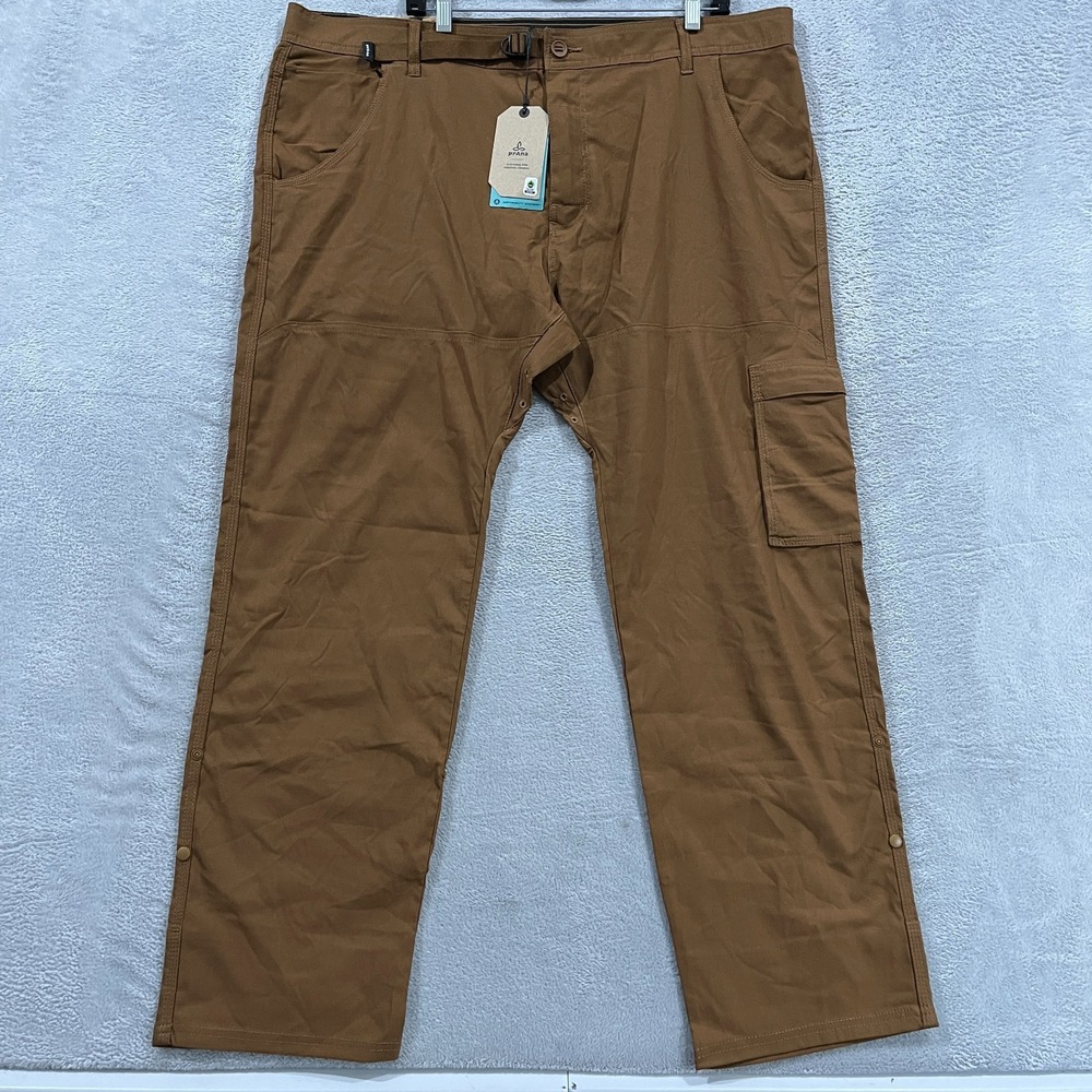 PrAna Zion Slim Pant II Pants Men 42x30 Sepia Roll Up Belted Hiking Stretch